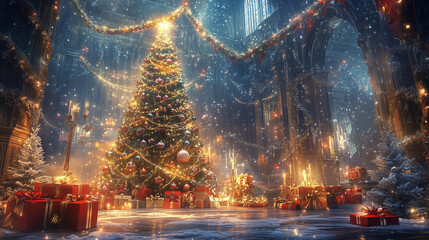Obraz premium Christmas Glamorous Bright Scene Dazzlin
