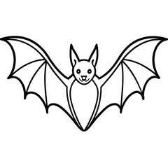 Cute Silhouette of a Bat line art vector cartoon illustration