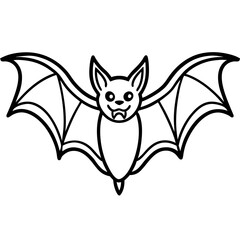 Cute Silhouette of a Bat line art vector cartoon illustration