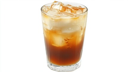A glass of Thai iced tea with a mix of sugar, Ceylon tea, and creamy milk poured over ice, capturing the delicious and refreshing look.