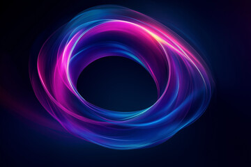 Abstract background. Blue and purple neon light rays speed through a motion background creating a futuristic look, space tunnel or wormhole time travel effect.