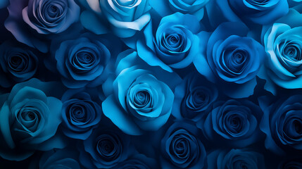 Abstract Floral Artwork Featuring Gradient Blue Roses