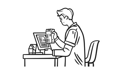 customer scanning barcode outline