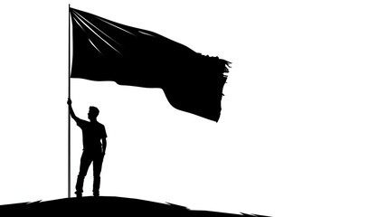 Fourth of July flag silhouette waving