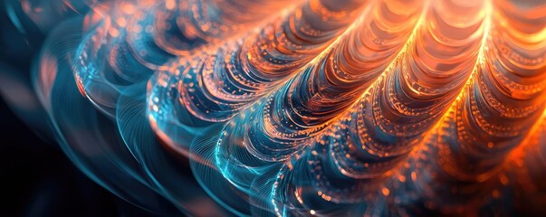 Obraz premium Feather abstract background idea. Abstract swirling patterns in vibrant colors creating a mesmerizing visual effect.