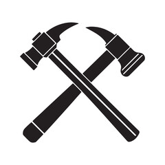 hammer silhouette, black and white silhouette, vector and illustration
