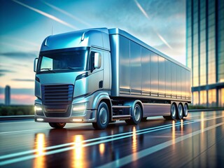 Futuristic Truck: Aerodynamic Design & Next-Gen Automotive Tech - Tilt-Shift Stock Photo