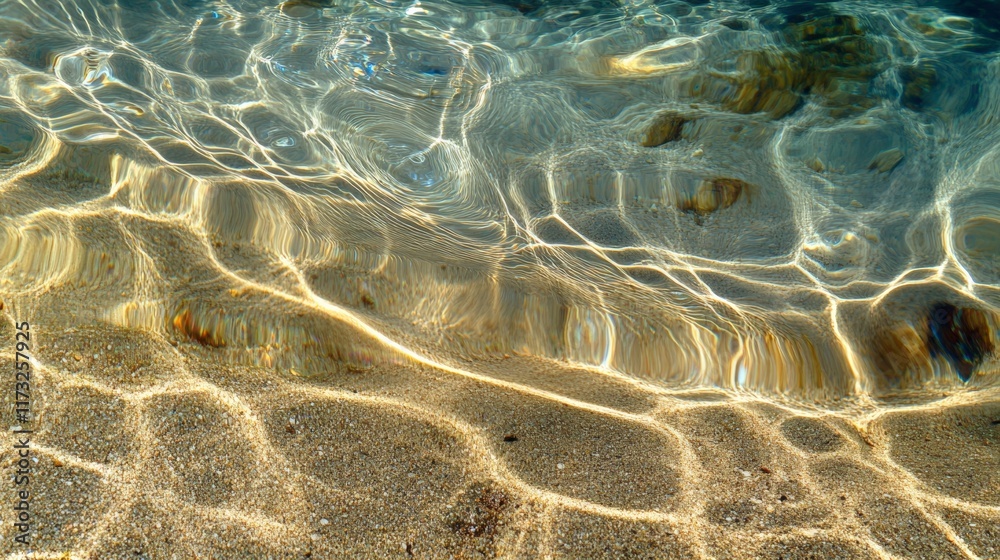 Aufkleber sunlight is creating beautiful ripples and patterns on the golden sand underwater, illuminating the 