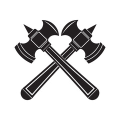 hammer silhouette, black and white silhouette, vector and illustration