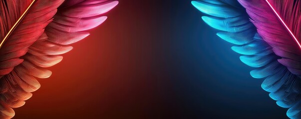 Feather abstract background idea. Vibrant abstract feather design with colorful lighting effects for creative projects.