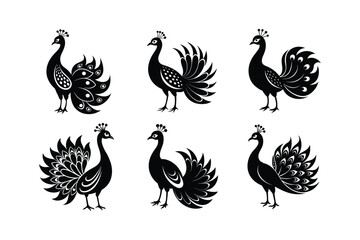 peacock silhouette vector art illustration