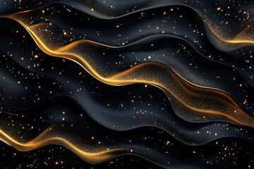Abstract Luxury Gold and Black Wavy Background