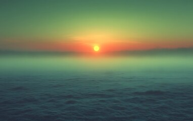 Obraz premium Surreal sunset over misty cloudscape.