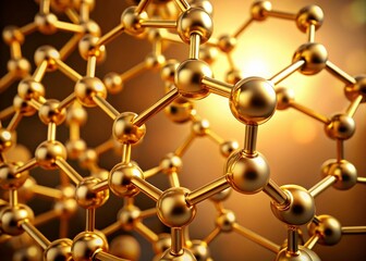 Golden Molecular Hexagon: Abstract Architectural Close-up Stock Photo