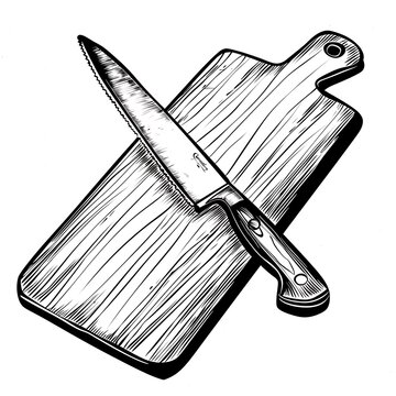 recommend clip art: chef knife cutting board outline