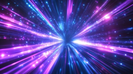 Naklejka premium A vibrant burst of colorful light streaks through a dark background, creating a dynamic and energetic visual effect.