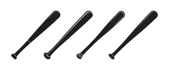 set of baseball silhouette, black and white silhouette, vector and illustration