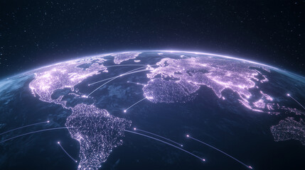 Obraz premium Global Business Pathways in Abstract Neon Design