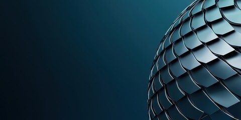Structure form durability concept. A textured, metallic sphere on a dark background, showcasing intricate scales and a modern aesthetic.