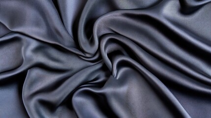 Fototapeta premium Luxurious Black Silk Fabric with Soft Elegant Folds