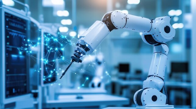 robotic arms performing automated medical operations for future precision surgical robot and hospital equipment