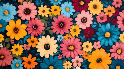 Vibrant Floral Blooms Filling the Frame for Vibrant Nature Concepts