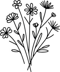 Wildflower svg, floral svg, wild floral line art