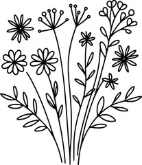 Wildflower svg, floral svg, wild floral line art