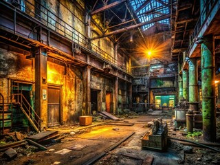 Grunge Hazard Warning: Low-Light Industrial Decay Stock Photo