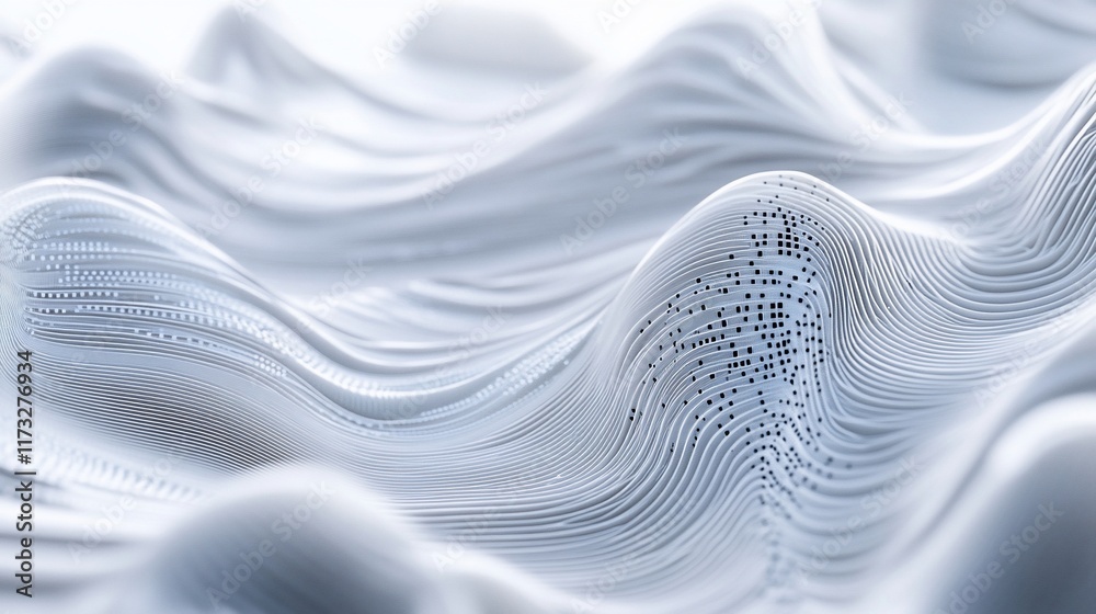 Aufkleber Abstract white wave pattern with binary code texture.