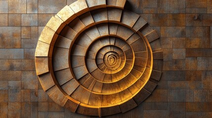 Fototapeta premium A large, golden spiral made of wood and stone