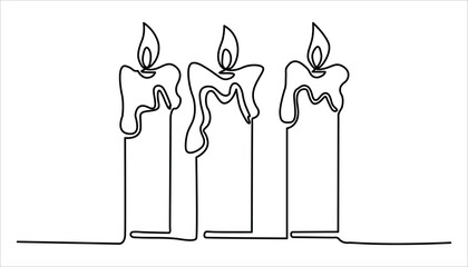 Candle icon single line art drawing illustration