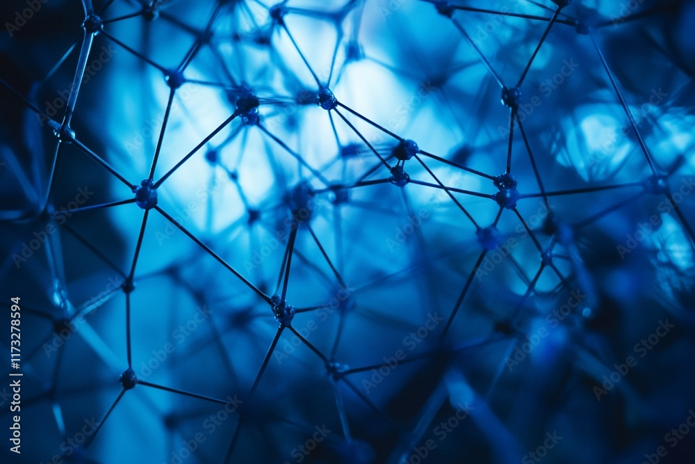 Poster Abstract blue network structure; interconnected nodes and lines.