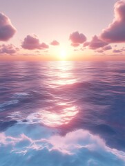 Naklejka premium Pink sunset over calm ocean. (1)