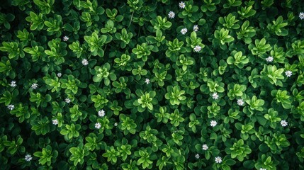 Obraz premium Lush Green Clover Field with White Flowers