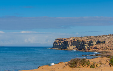 Seaside landscape with cliff in Morocco in the region of the town of Safi