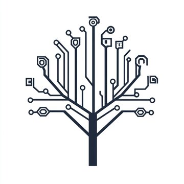 Abstract Circuitry Tree Digital Network Technology
