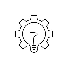 Gear Outline Icon with Bulb Depicts innovation and ideas