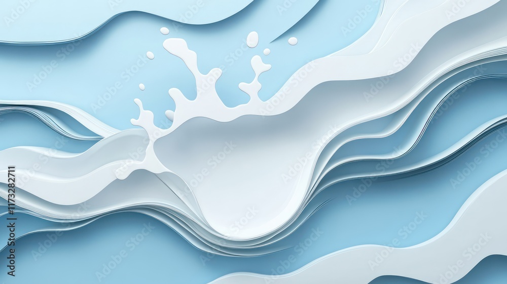 Wall mural Paper cut water or milk splash 3d vector 3d background 