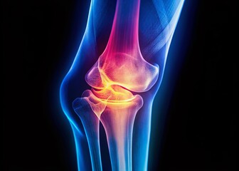 Healthy Knee Joint X-Ray: Diagonal View Showing Smooth Bone Structure