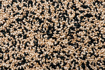 sesame close up. black and white sesame