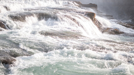 Gullfoss in October's scenery. Iceland's Most Popular Waterfall