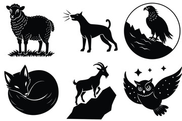 Set of animals shillouette vector illustration