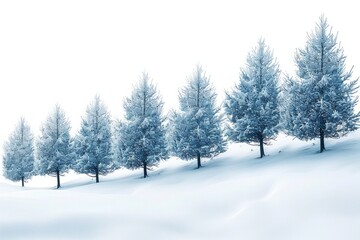 Snow covered pine trees on a snowy hill. AI generative. .