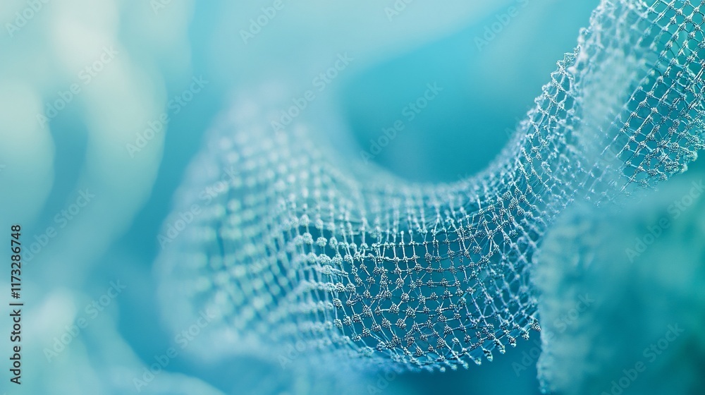 Poster abstract blue mesh fabric texture background.