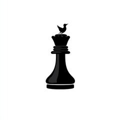 Fototapeta premium Black Chess Queen Piece Topped With A Bird