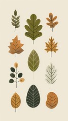 Fototapeta premium Watercolor Leaf Collection Poster Background