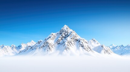 Fototapeta premium Majestic Snowy Mountain Range Under Bright Blue Sky Showcasing Crisp Peaks and Serene Winter Landscape Inviting Adventure and Tranquility for All