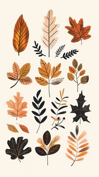 Watercolor Leaf Collection Poster Background