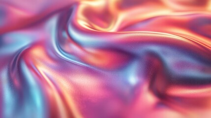 Obraz premium Colorful rainbow titanium liquid fluid with shiny smooth texture reflecting light in vibrant shades of blue, purple, pink, and gold in a dynamic flowing pattern